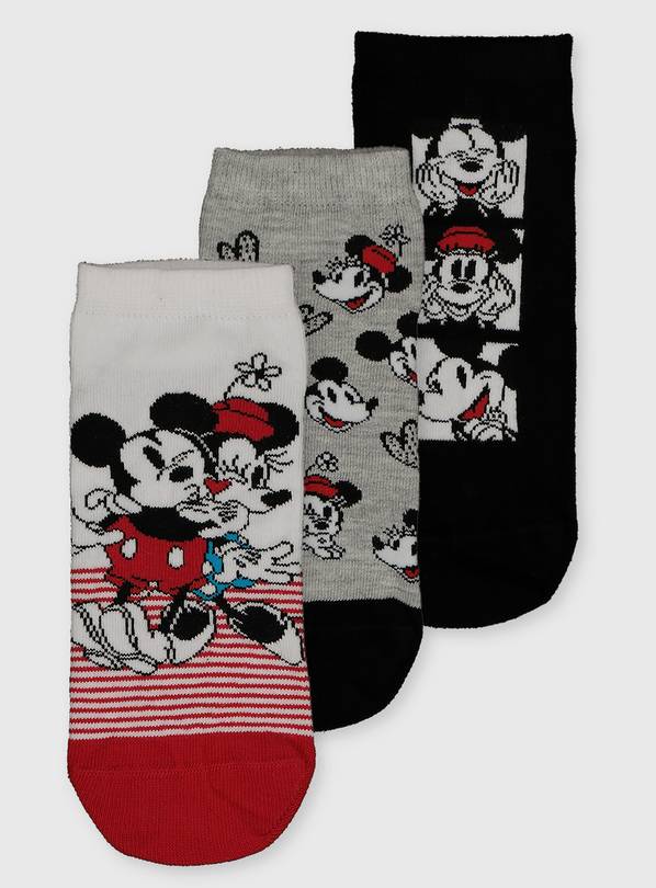 Disney Mickey & Minnie Mouse Socks 3 Pack - 4-8